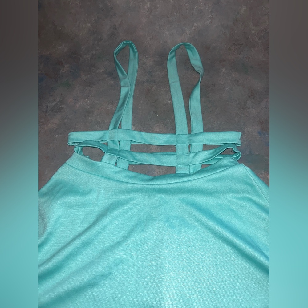 Strappy Turquoise skirt with suspenders